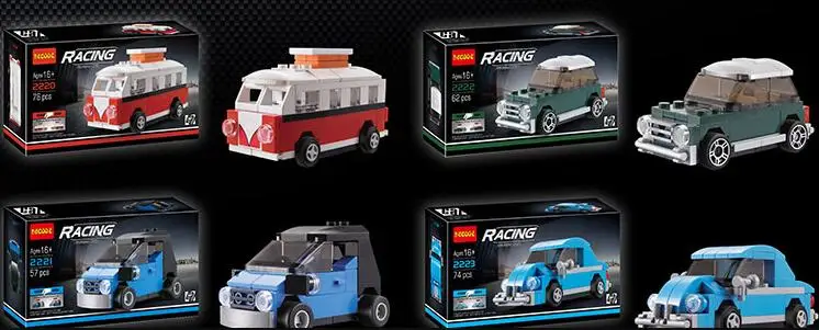without box 4 шт./компл. создатель города DECOOL VW автобус Beetle мини-модель автомобиля строительный блок кирпичные игрушки набор подарок для лего автомобиля для Минифигурки - Цвет: without box