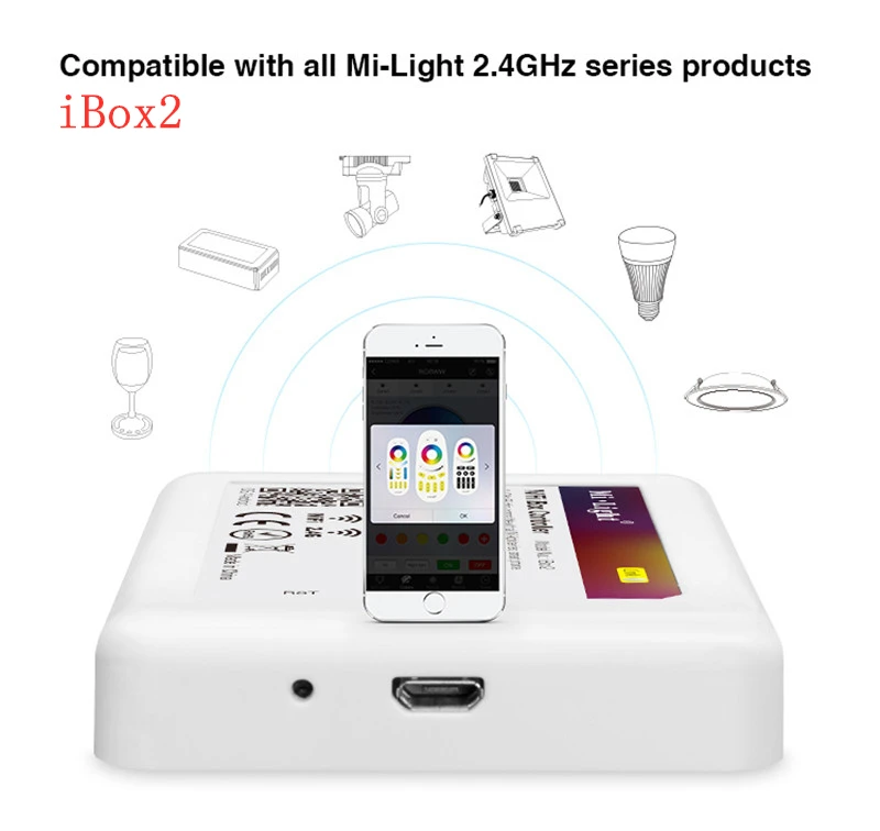 New DC5V Mi.light Wireless Wifi iBox2 controller compatible with IOS/Andriod system APP Control for CW WW RGB bulb | Освещение