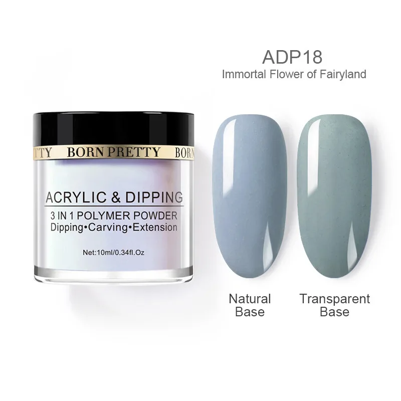 ADP18 BORN PRETTY, 3 в 1, погружающаяся пудра для ногтей, французский блеск для ногтей, набор пудры для ногтей, базовый топ, активатор, набор для украшения ногтей - Цвет: ADP18