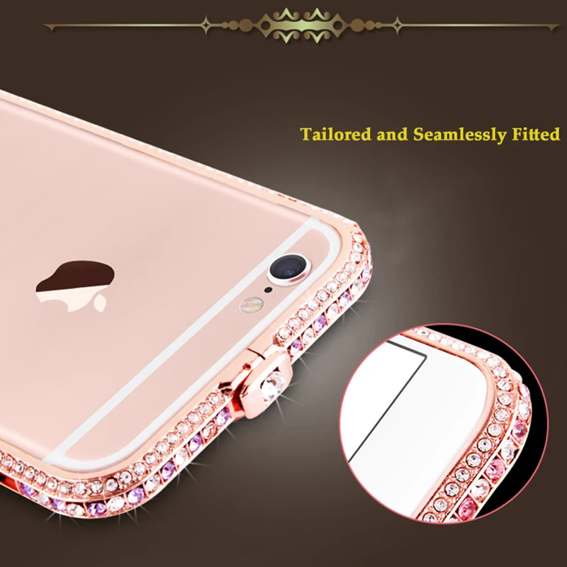 Шикарный чехол-бампер с алмазами чехол для iPhone 6, 6 S, 7, 8 Plus, роскошный блестящий сверкающий стразы, Алюминиевый металлический каркас, чехол для телефона s