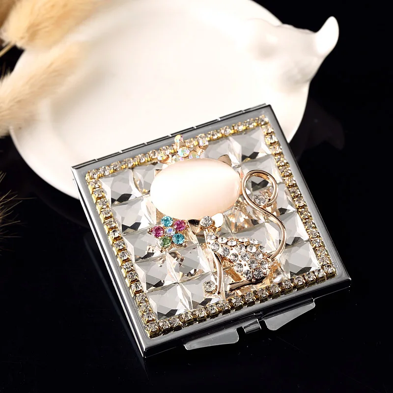wedding party bridesmaid girl friend promotional gift bling crystal rhinestone sexy fox mini beauty makeup compact pocket mirror | Дом и сад