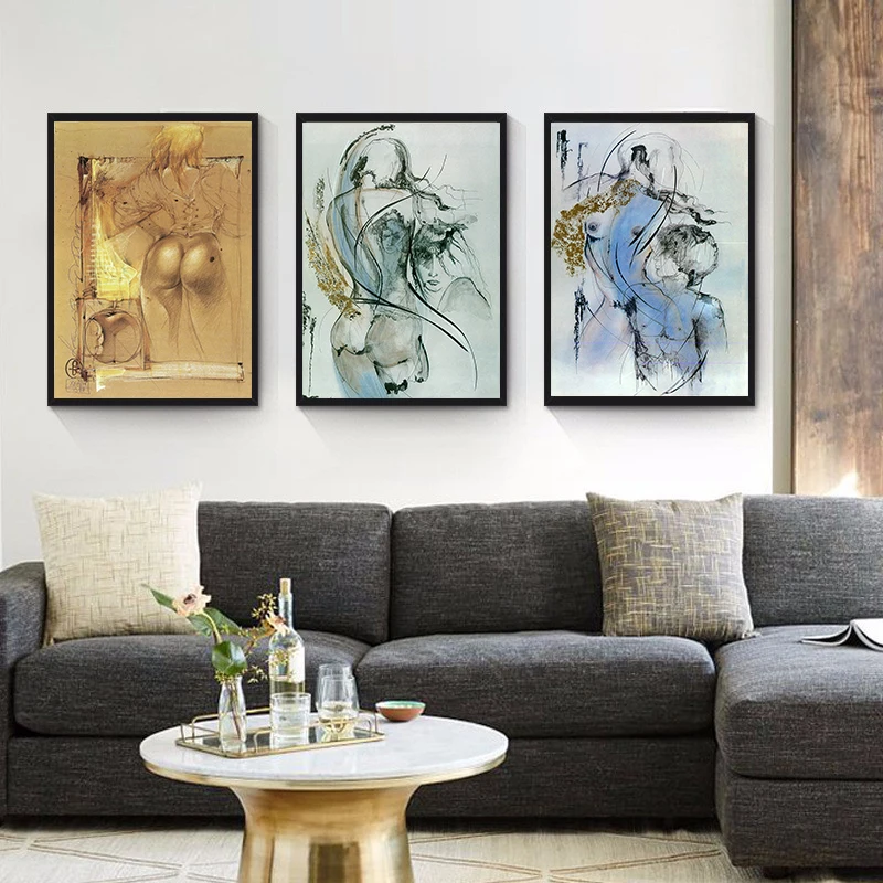 Триптих поп арт живопись холст абстрактные фигуры картины акварель сексуальные