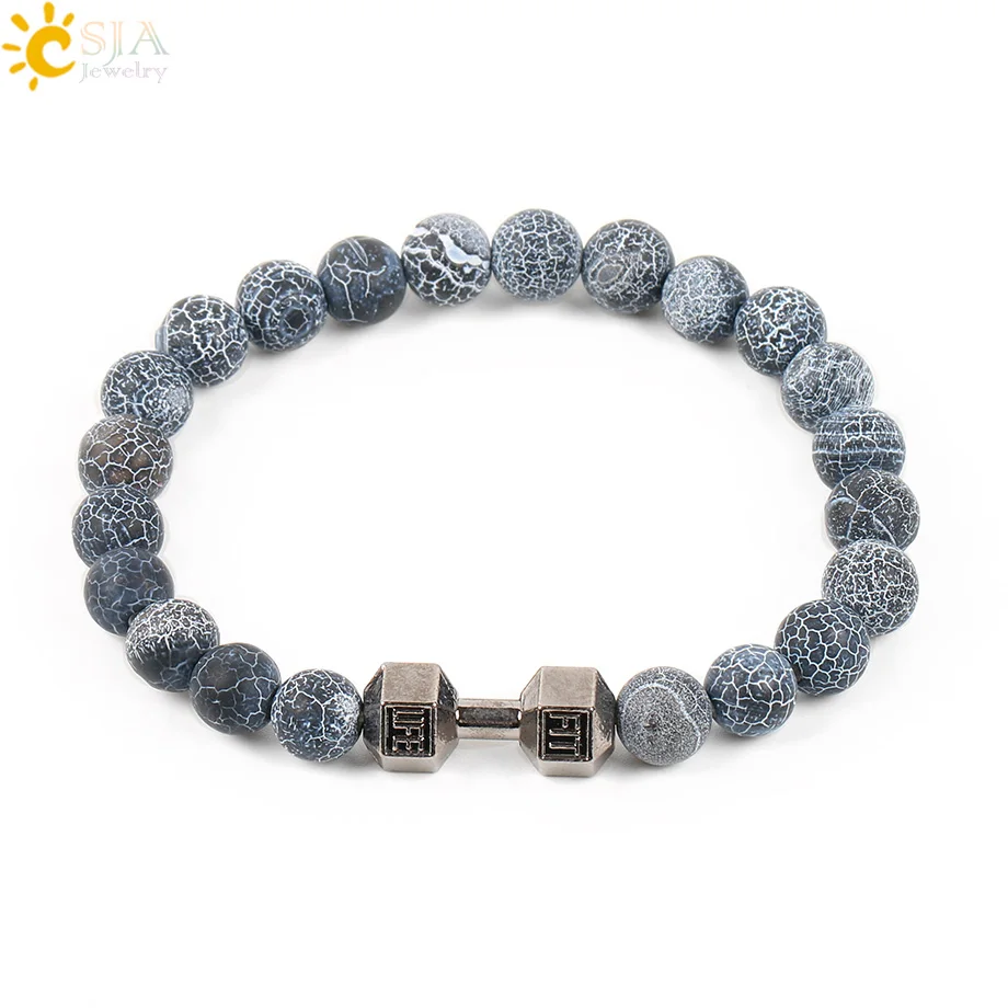 Мужской браслет из натурального оникса CSJA с бусинами в виде Розария Будды