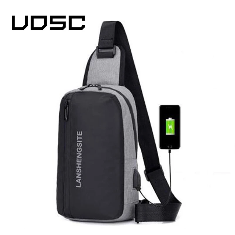 Сумка через плечо UOSC Мужская вместительная с выходом USB для подзарядки 2019 | Багаж