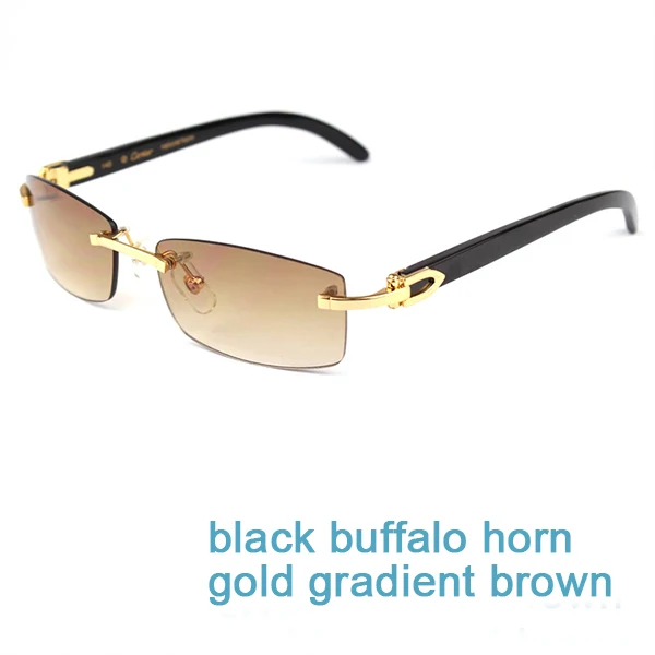 black gold brown Мужские солнцезащитные очки, настоящие роговые очки buffalo, без оправы, белые и черные квадратные мужские очки Carter, оптические оттенки, Заполните рецепт - Цвет линз: black gold brown