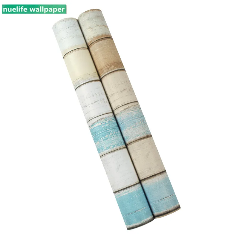 

0.53x10m Mediterranean blue wood pattern wallpaper living room kids bedroom office restaurant TV background wall paper