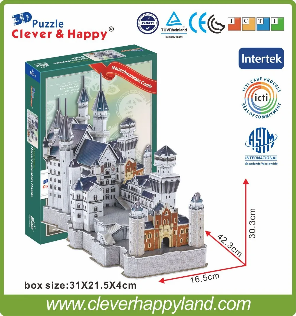 Новая умная и happy land 3d головоломка модель Neuschwanstein замок для взрослых пазл сделай