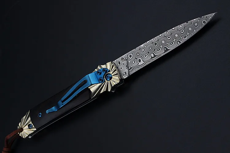 2021 New Free Shipping Swedish Powder Damascus Outdoor Folding Knife Camping Survival Self-defense High Hardness Fruit Knives |