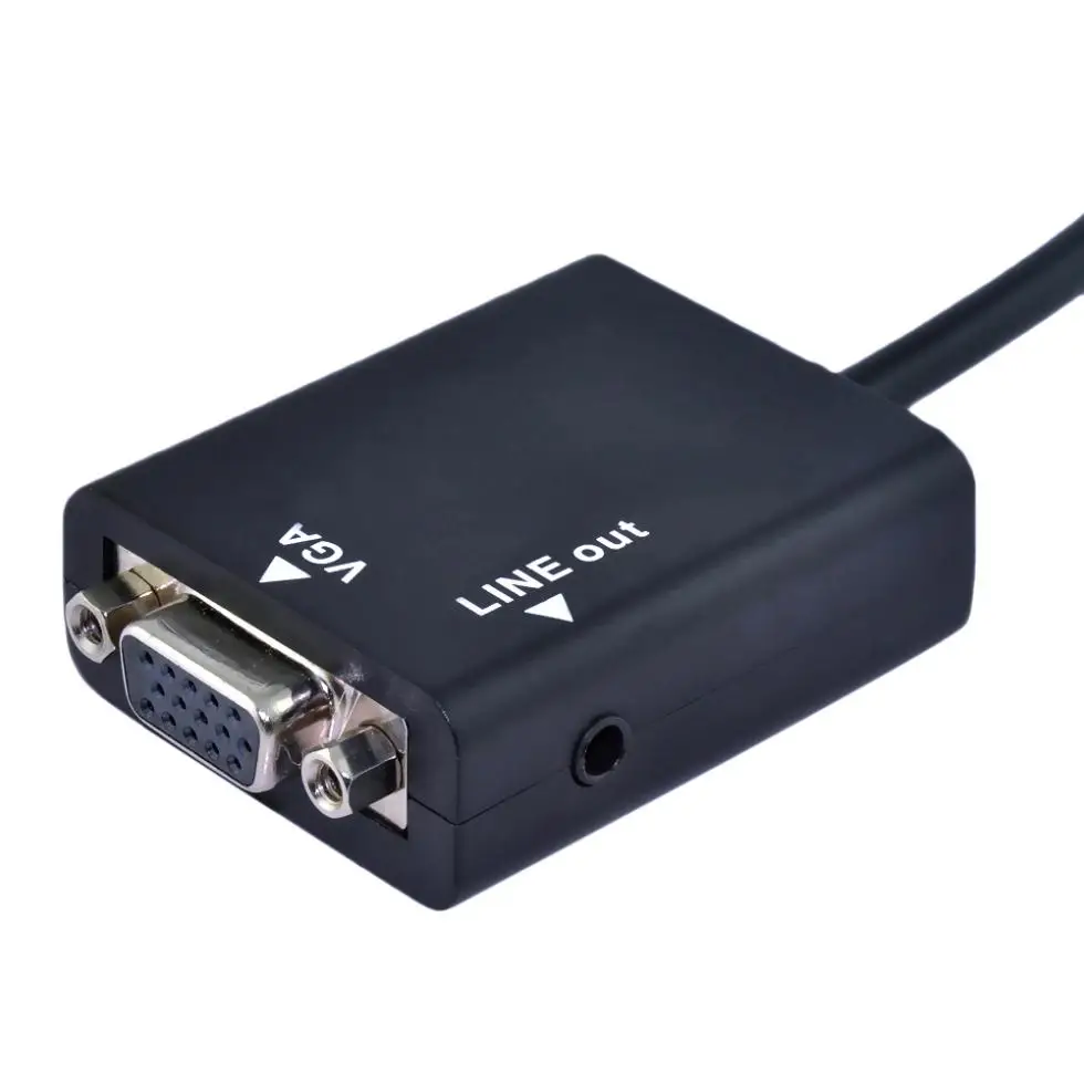 1080p Mini HDMI Male to VGA Video Converter Adapter Cable with 3.5mm Audio Black |