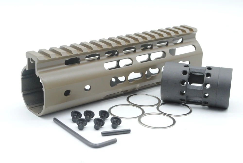 

TriRock New 3 color of NSR Key Mod Handguard 7'' Length Free Float Hand guard Rail Mount Tan / Black / Red