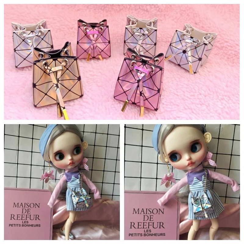 1 шт. 4 5 см модная сумка для кукол розовая Золотая клетчатая лазерная blyth OB24 licca 1/6 bjd