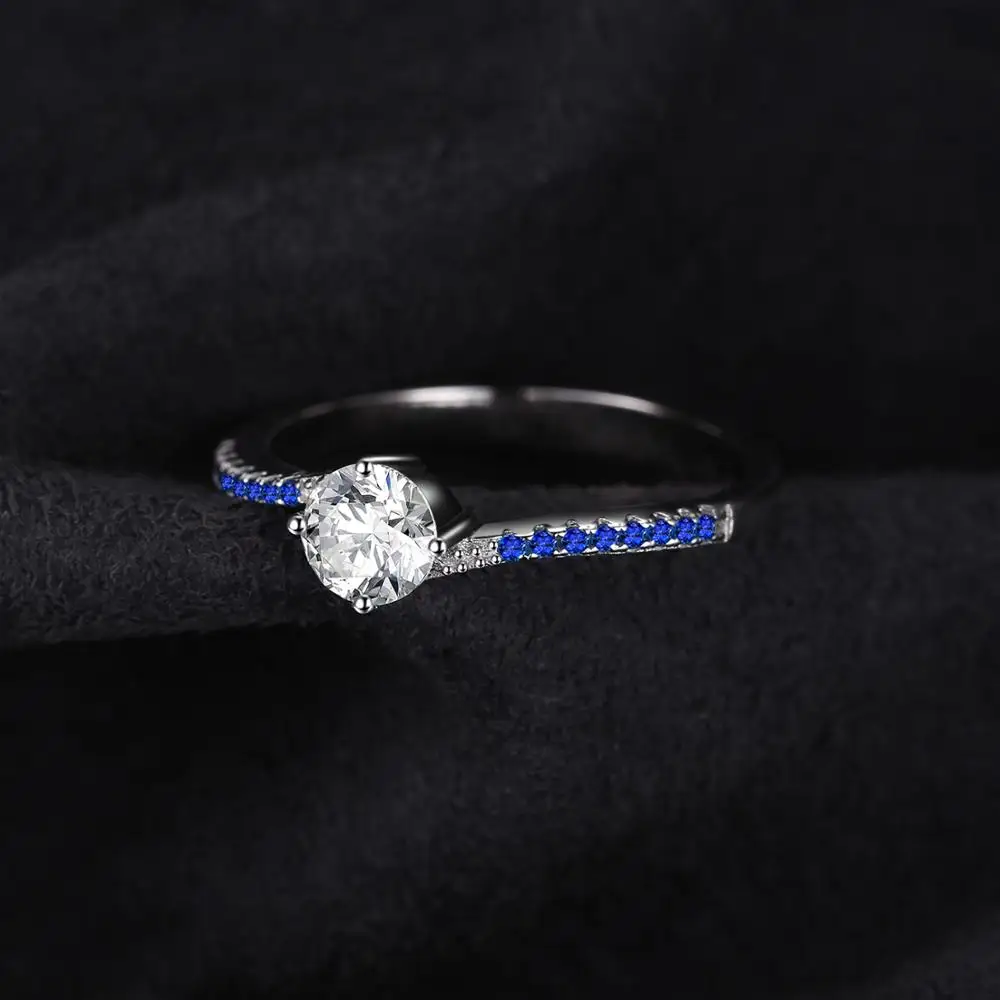 JewelryPalace Круглый 0.7ct Цирконий Создал Синий Nano Сапфир Годовщина Обещание