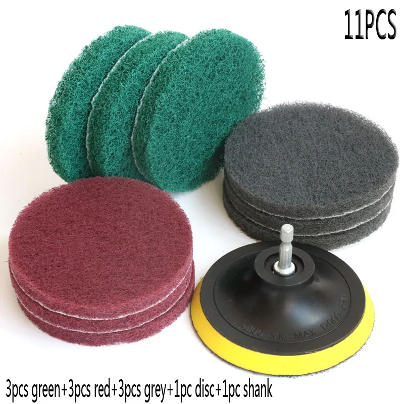 5-дюймовые 4-дюймовые скреб-подушечки для полировки дрели, чистящая подушечка на липучке, нетканый абразивный шлифовальный диск, промышленная очистка