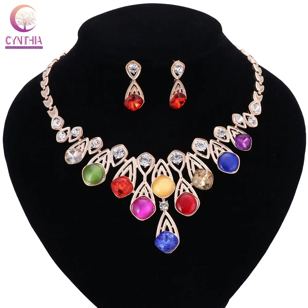 Модное золотое ожерелье серьги индийские свадебные ювелирные наборы для невест