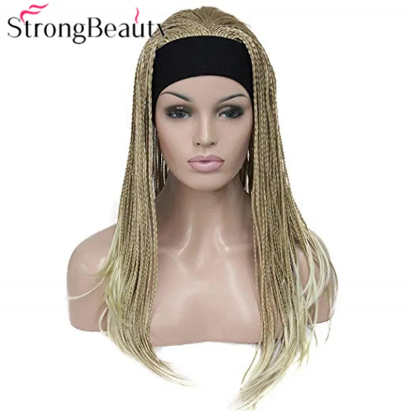 Длинные плетеные парики StrongBeauty, плетеный вязаный крючком синтетический женский парик с повязкой на голову - изображение