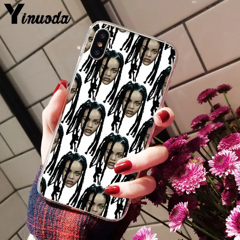 Умный чехол Yinuoda Robyn Rihanna Fenty черный мягкий для iPhone X XS MAX 6 6s 7 7plus 8 8Plus 5 5S SE XR |