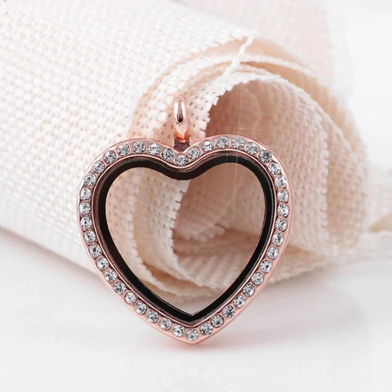 Подвеска в форме сердца стразы с памятью стеклянный медальон подвеска для