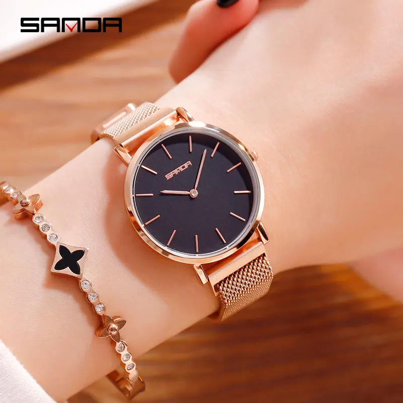 Женские наручные часы Montre Femme брендовые водонепроницаемые с магнитной сеткой