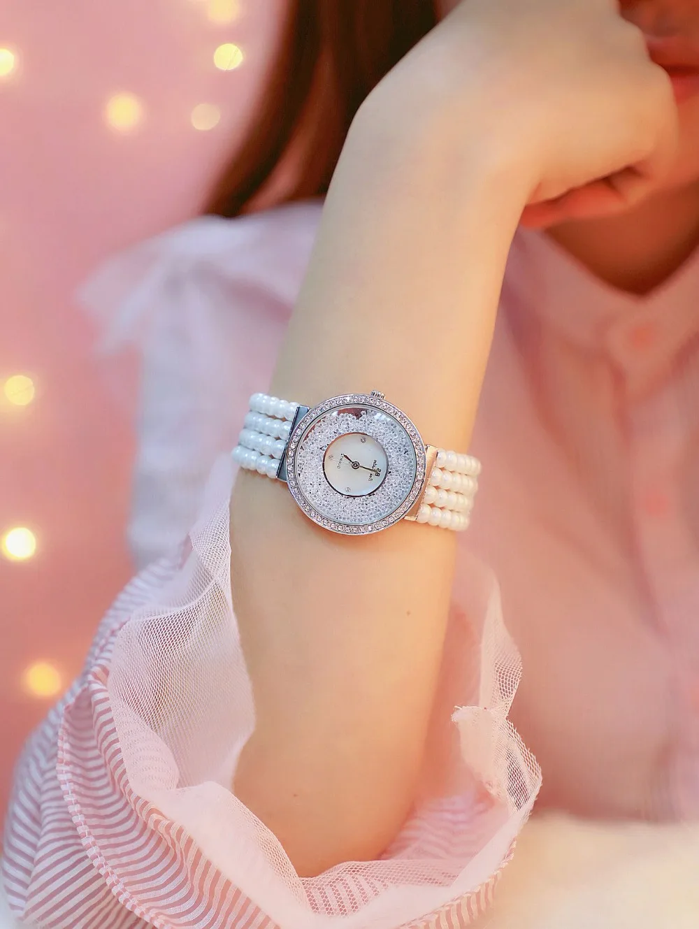 Relogio Feminino Топ бренд жемчужный ремешок повседневные женские часы модные женские часы женские Стразы кварцевые часы женский браслет
