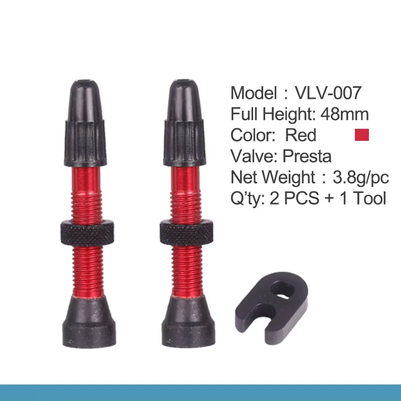 48mm Red 1 Pair Deemount 2 шт. бескамерные велосипедные шины Presta клапан 48 мм сплав стволовых латунный сердечник для горных шоссейных велосипедов W/cap& Tool - Цвет: 48mm Red 1 Pair