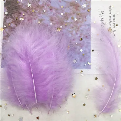 light purple 50pcs Шлейфы перья индейки 4-6 дюймов 10-14 см куриные Плюмы перья индейки Марабу для самостоятельного изготовления ювелирных изделий Ремесло Декор 50 шт - Цвет: light purple 50pcs