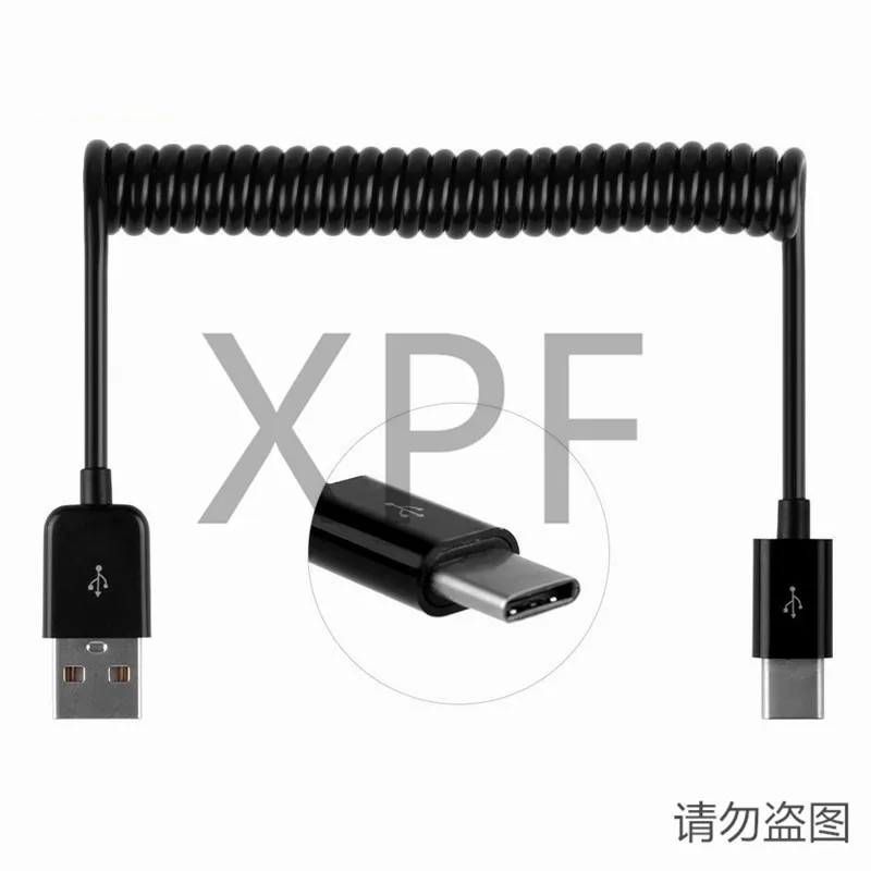 USB 3 1 Type C Type-C пружинный кабель для синхронизации данных и зарядки растягивающийся