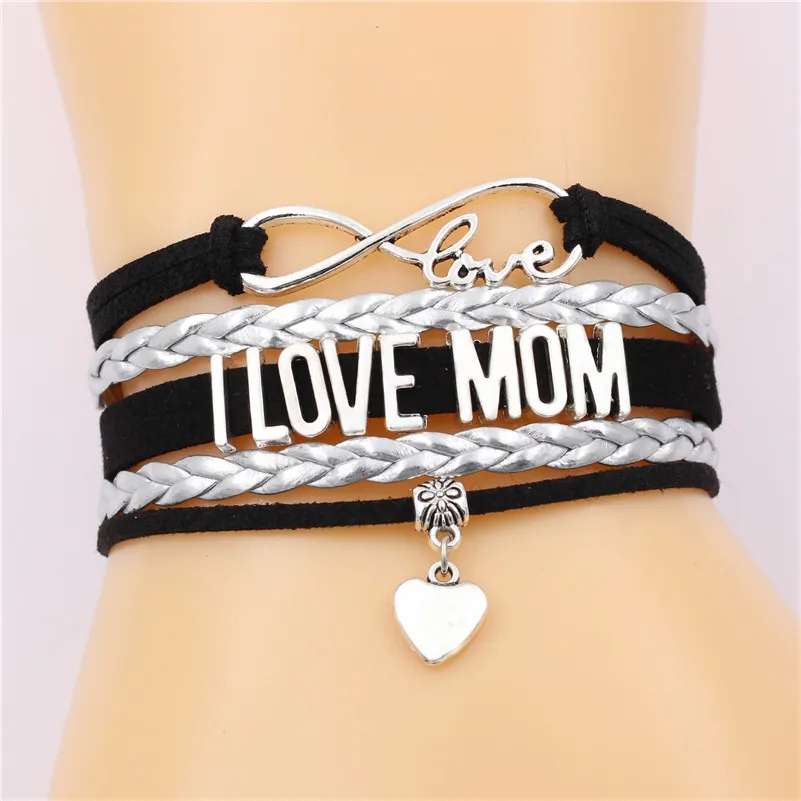 Браслет с надписью I LOVE MOM Бесконечность любовь милое сердце очарование ручной
