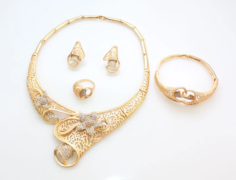 Женский золотой цвет новый дизайн австрийский кристалл Африка Дубай Свадебная