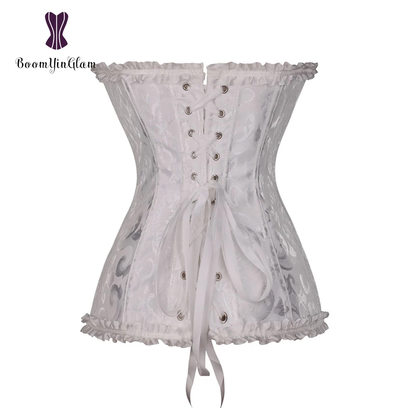 Черно-белое сексуальное женское белье корсет со шнуровкой стальными косточками