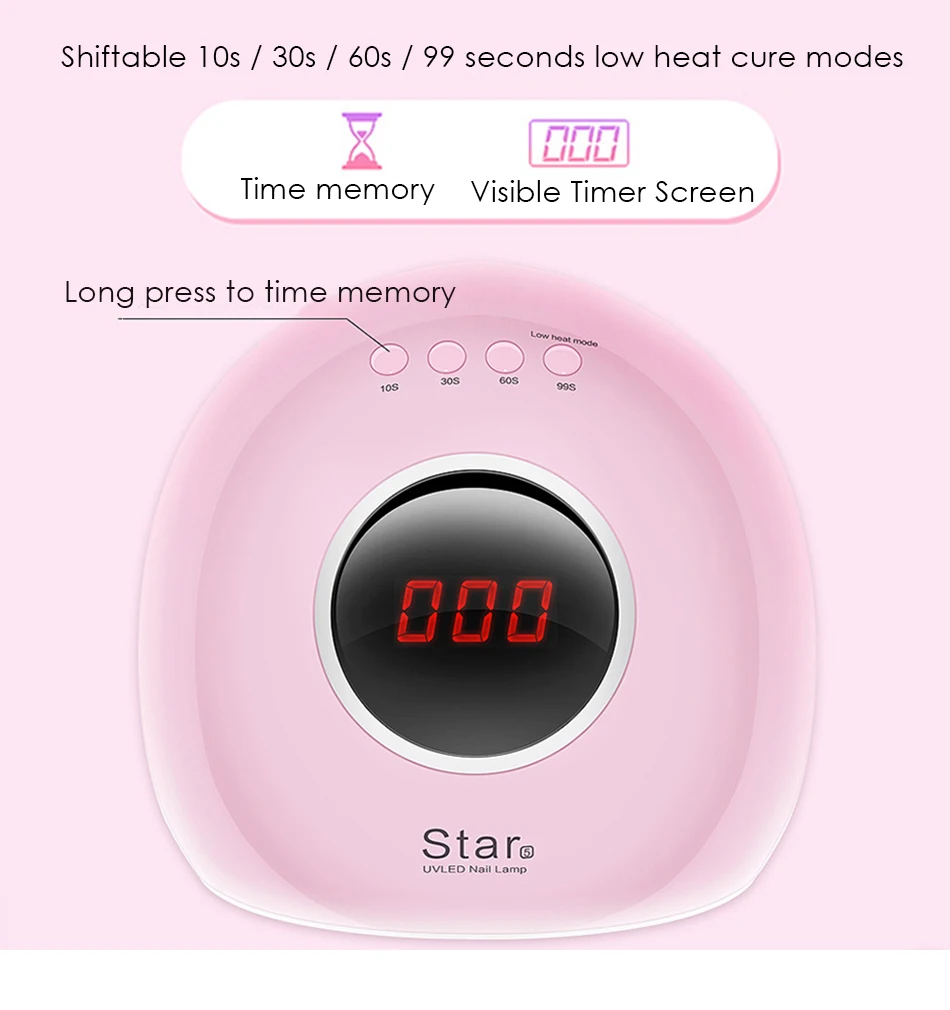 Smart5 72W UV LED Nail Lamp Gel Nail Polish Dryer with Screen Nails Art Gel Curing Light Anti Over-Heat Electric Nail Dryer