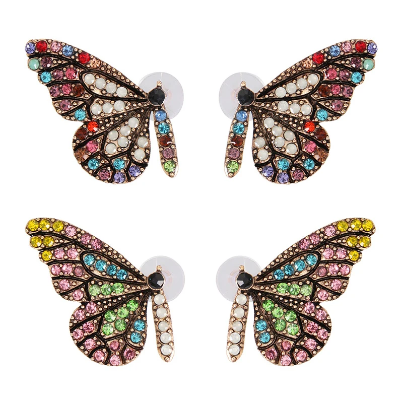 1 пара бежево зеленых висячих крыльев циркония Кристальные цвета серьги гвоздики