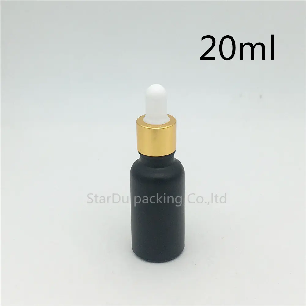 Матовая черная стеклянная бутылка с пипеткой флакон для эфирного масла 10 мл 15 20 30