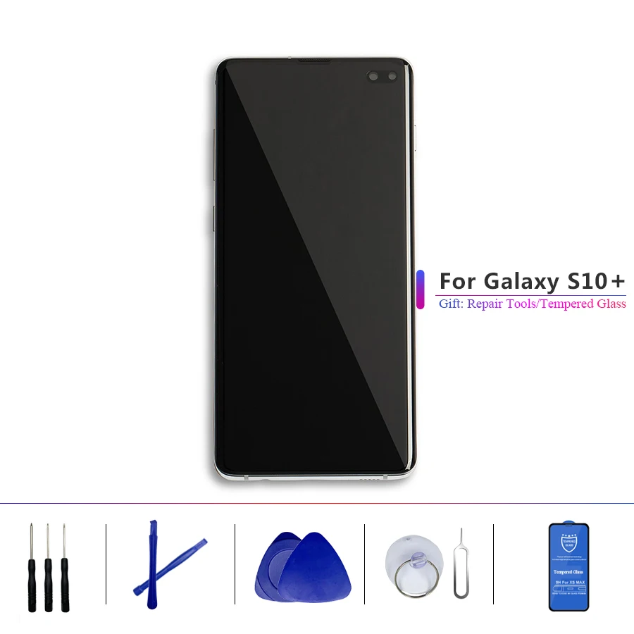 6," полный AMOLED Lcd Сенсорный экран дигитайзер с рамкой для samsung Galaxy S10+ G9750 G975F G975U G975N Pantalla
