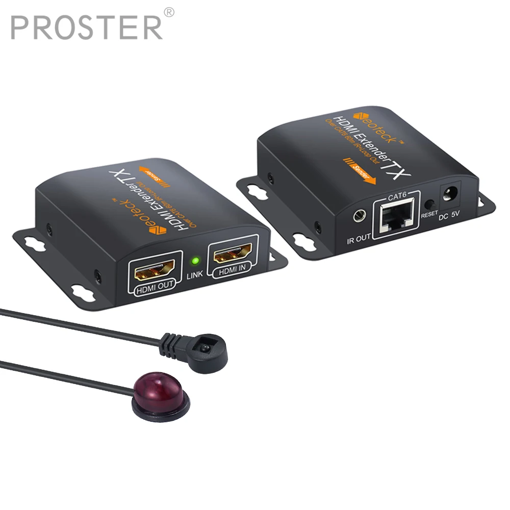 Proster HDMI разветвитель удлинитель 60 м RJ45 передатчик TX/RX с ИК-преобразователем для CAT6 HDMI удлинитель с 2 портами HDMI разветвитель