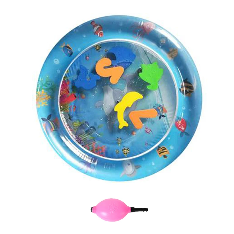 Round E Детский водный игровой коврик, животик, игрушки для новорожденных, игровой коврик, ПВХ, для малышей, забавная активность, надувной коврик, детские игрушки, ковер для морского мира - Цвет: Round E