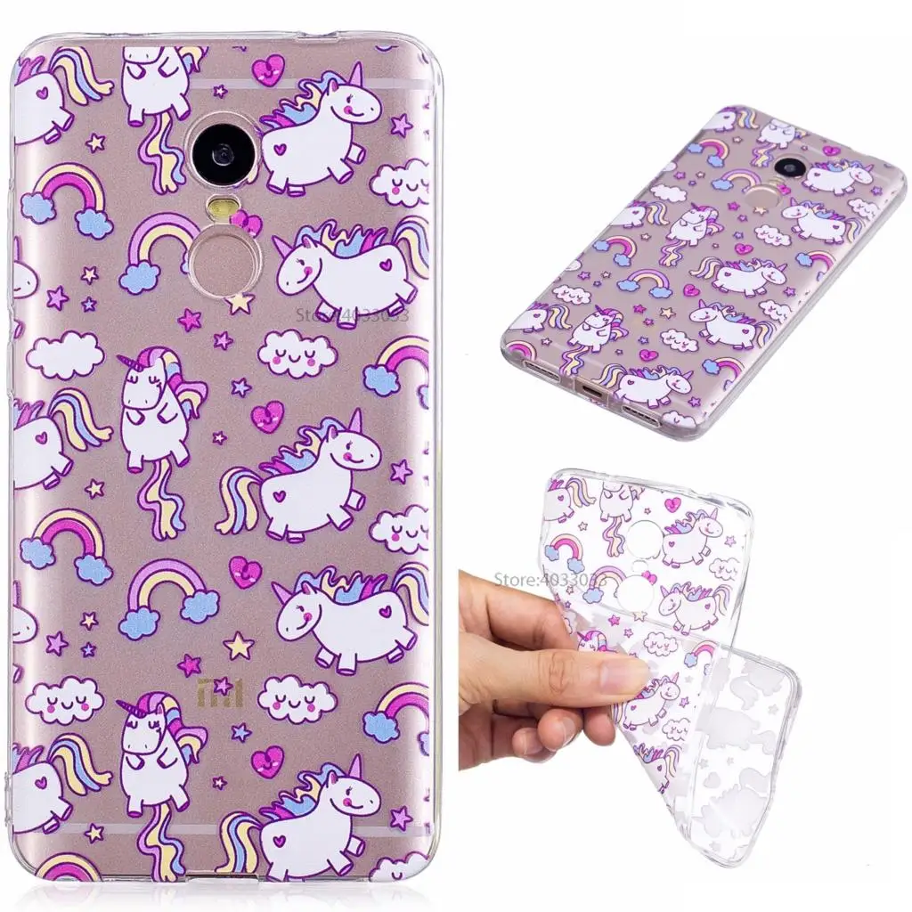 Soft TPU Case for Xiaomi Redmi Note 4 Note4 Transparent Patterned Silicone Cover Phone Red mi |