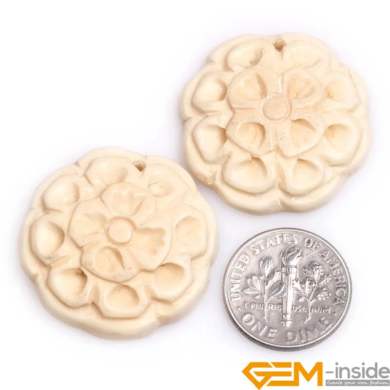 Бусины кабошоны кремовые белые, 27x27 мм, 2 шт.