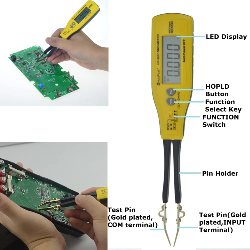 Holdpeak Smd Meter 990cbattery Tester Relafive Value 990c Multimeter Auto Power Off Resistance Capacitance | Инструменты