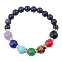 2018 sale 8mm hematite stone magnetic beads reiki charms bracelet with 7 chakra crystal for women men healing bangles