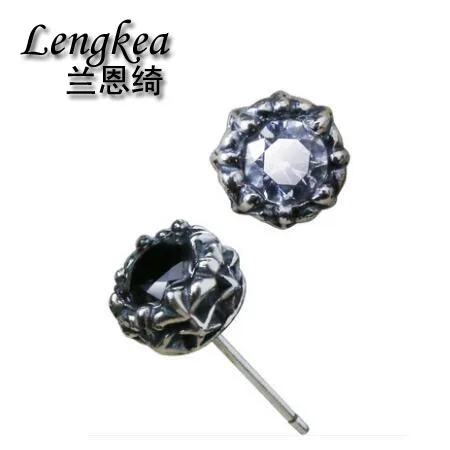

Men earrings personality gothic style black stone STAR earrings 925 sterling silver jewelry boys girls fashion ear accessories