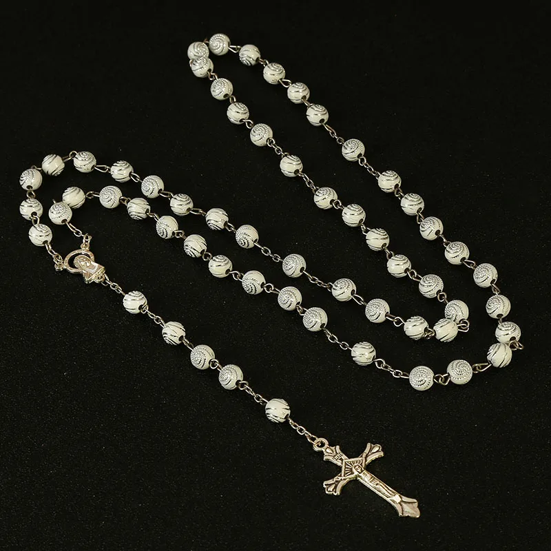 Католическое ожерелье в форме сердца с пластиковыми бусинами и Розарий Мария