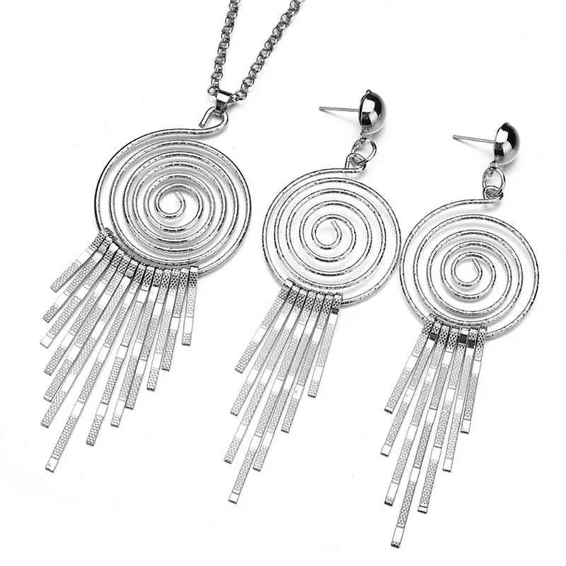 Личность круг шестерни/форма цветка сливы ожерелье с дизайном спираль серьги