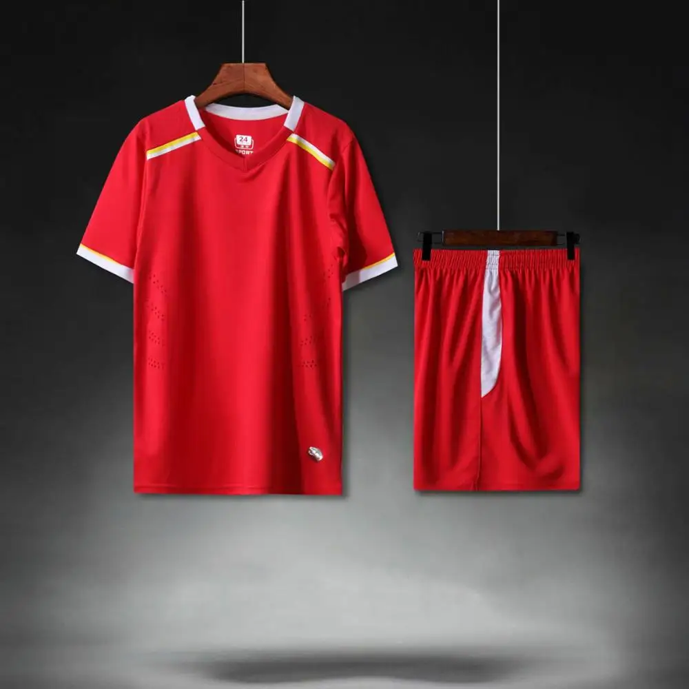 1904 Red Детский спортивный комплект из Джерси для футбола, летний спортивный костюм, комплект из футболки для футбола, Униформа, Survetement, дышащая тренировочная Футбольная форма для мальчиков - Цвет: 1904 Red