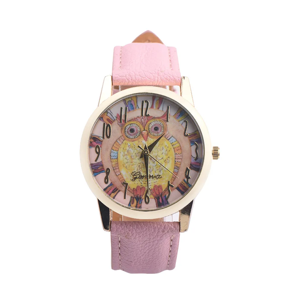 Чудо момент Ретро Сова кожаный ремешок аналоговые сплава кварцевые наручные