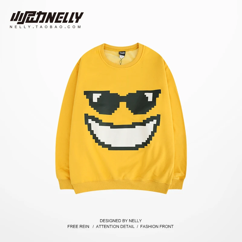 NELLY 2019 дропшиппинг осень зима смайлик очки с длинным рукавом рубашка мужская