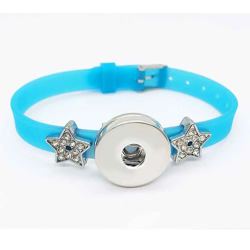 Лидер продаж 9 цветов Силиконовый Модный браслет 219 с кнопками 18 мм сменные шармы