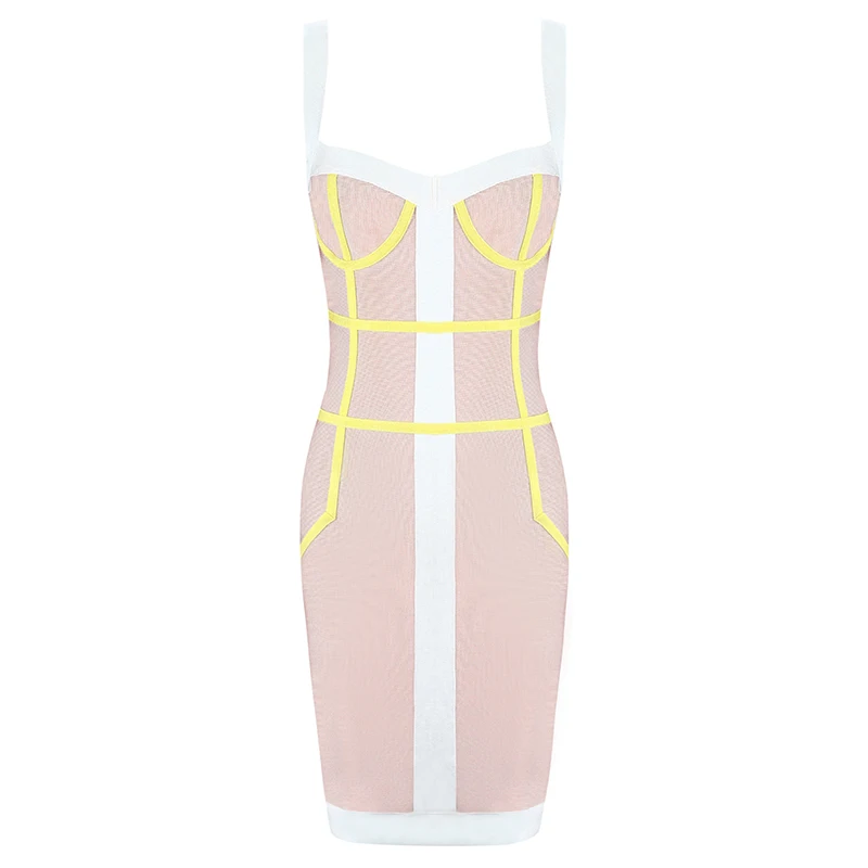 

INDRESSME Women Bandage Club Dress Spaghetti Strap Patchwork Mini Bodycon Party Dresses Vestidos 2019 Fashion