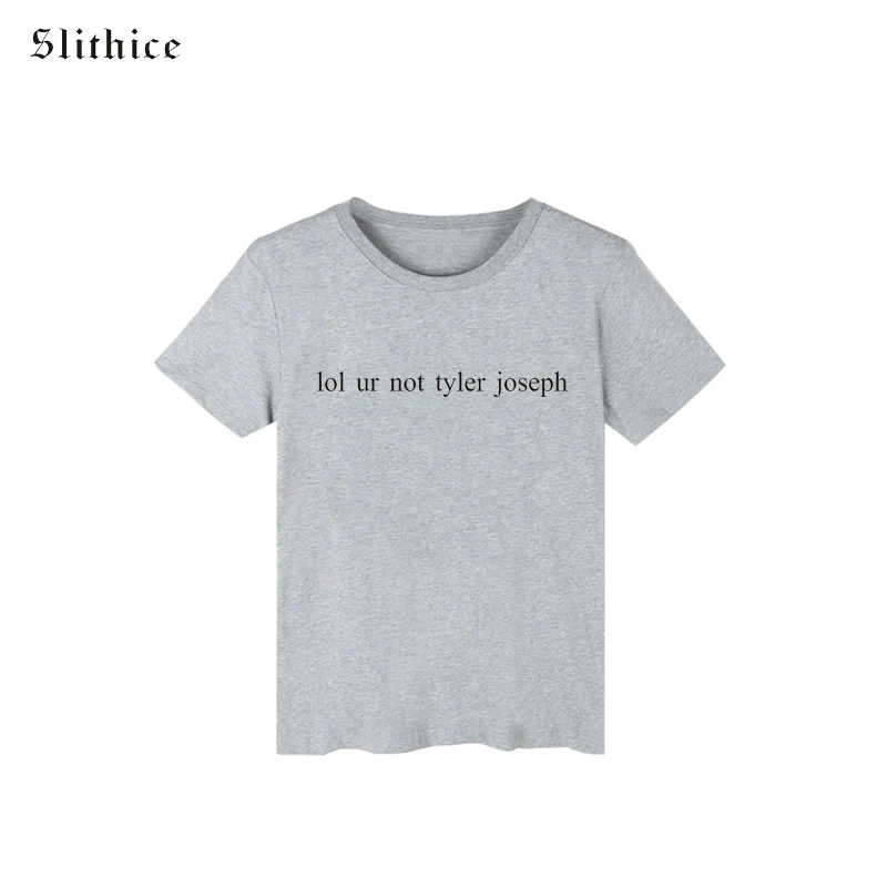 Slithice LOL You're Not Tyler Joseph Letters Print Women T-Shirt in Black/White Brand - Female Tees image 2