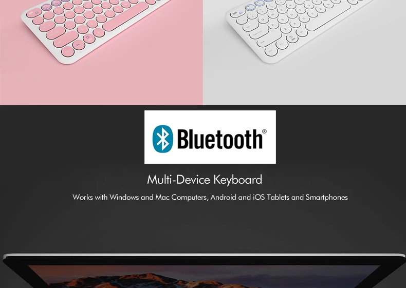 B.O.W многофункциональная bluetooth-клавиатура-Совместимость с Windows, Mac, Android, iPad, iPhone, Apple tv-простое переключение до 3 устройств