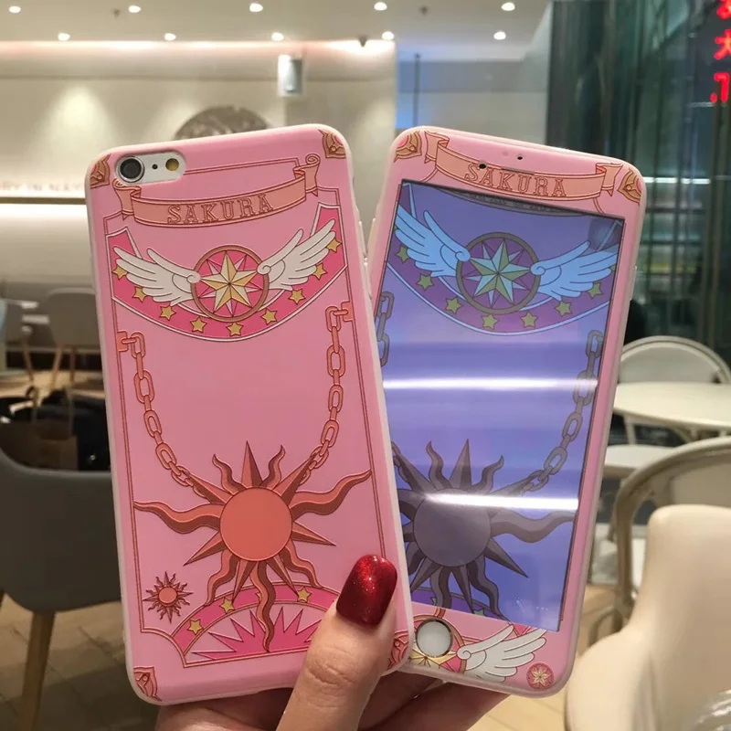 Чехол с розовой Сакурой для iphone 8 plus + пленка из закаленного стекла Apple iPhone 7 6 6S